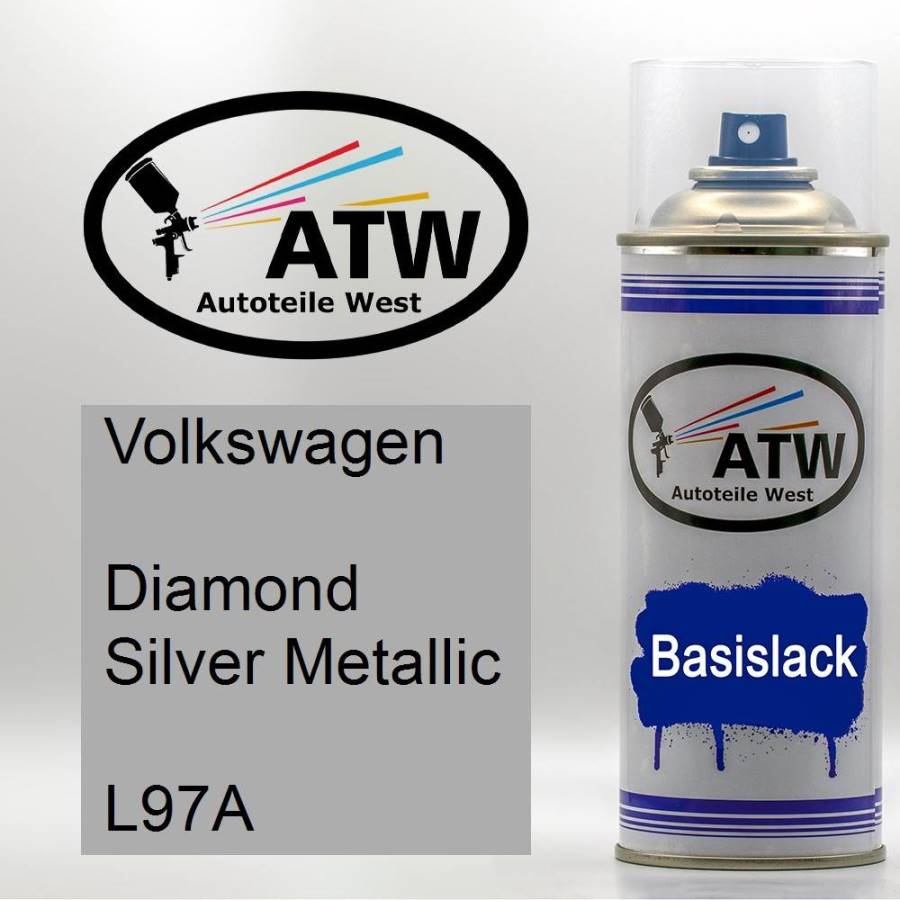 Volkswagen, Diamond Silver Metallic, L97A: 400ml Sprühdose, von ATW Autoteile West.